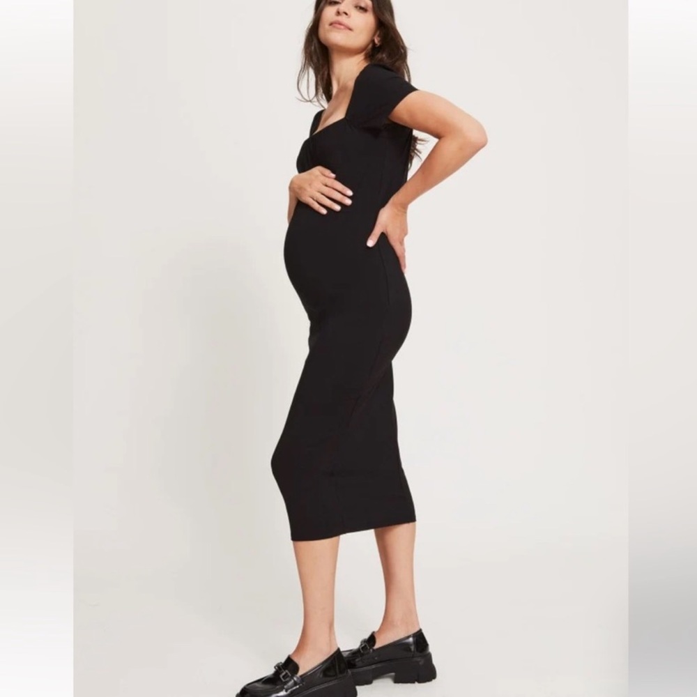 Hatch cap sleeve black midi dress size M